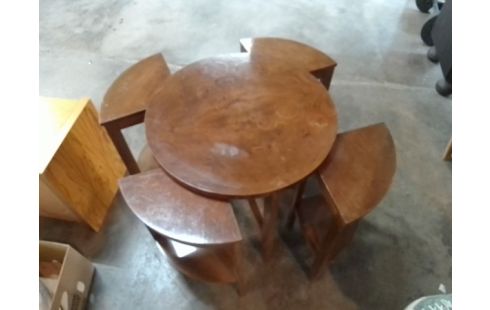 TABLE BASSE ART DECO + 4 TABOURETS