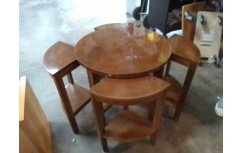 TABLE BASSE ART DECO + 4 TABOURETS