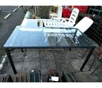 TABLE DE JARDIN TABLE METAL PLATEAU VERRE
