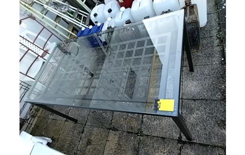 TABLE DE JARDIN TABLE METAL PLATEAU VERRE