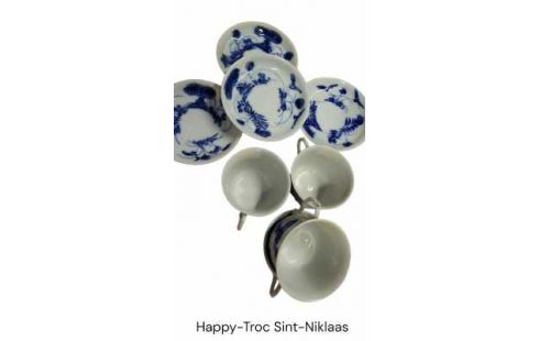 KAFFEESERVICE CHINESISCH WEISS BLAU PORZELLAN