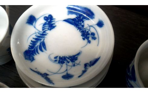 KAFFEESERVICE CHINESISCH WEISS BLAU PORZELLAN