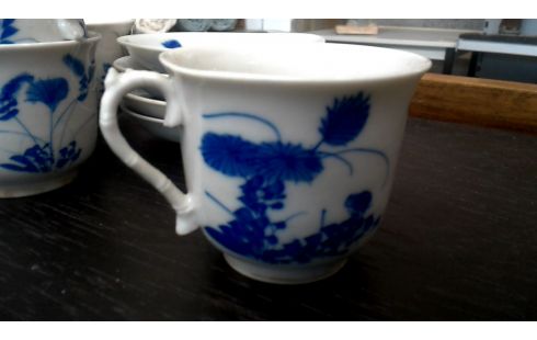 KAFFEESERVICE CHINESISCH WEISS BLAU PORZELLAN
