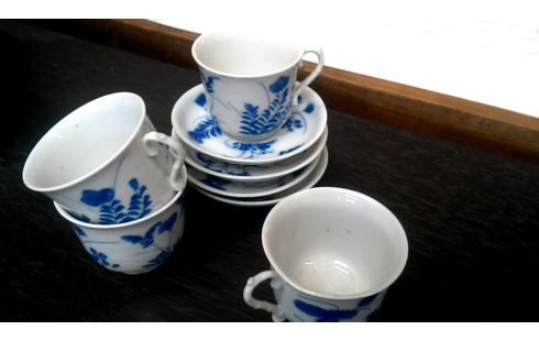 KAFFEESERVICE CHINESISCH WEISS BLAU PORZELLAN