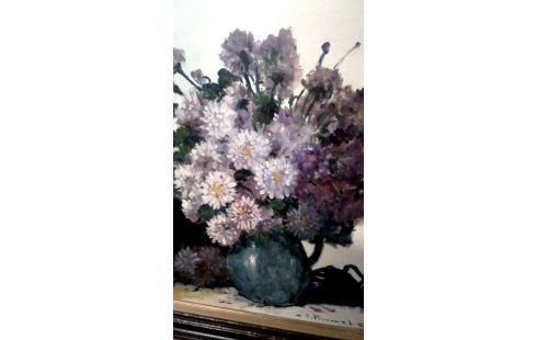 SCHILDERIJ BLOEMEN ASTERS GESIGNEERD PAUWELS