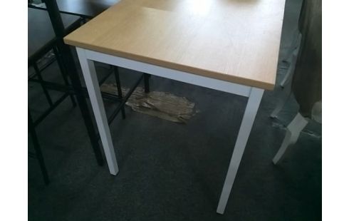 TABLE PIEDS METAL BLANC PLATEAU COLORIS HETRE