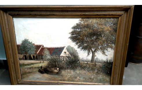 PEINTURE, , FERME, , BATEAU ANCIEN