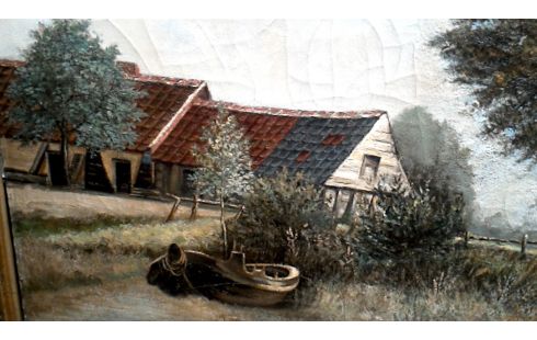 PEINTURE, , FERME, , BATEAU ANCIEN
