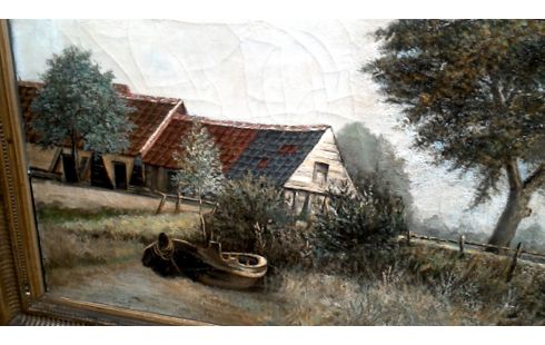 PEINTURE, , FERME, , BATEAU ANCIEN