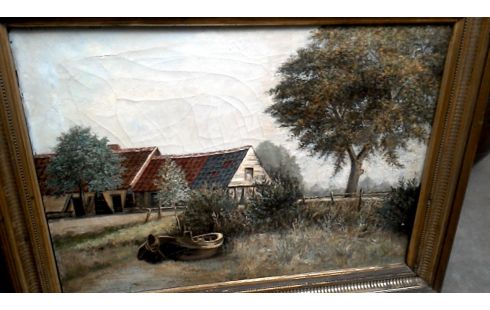 PEINTURE, , FERME, , BATEAU ANCIEN