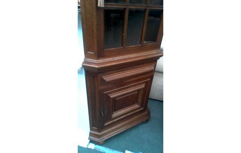 HOEKKAST 2 DEUREN 1 LADE EIK GESLEPEN GLAS