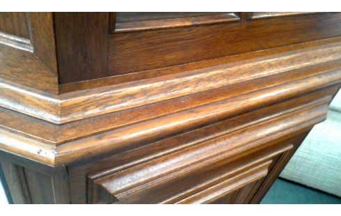 HOEKKAST 2 DEUREN 1 LADE EIK GESLEPEN GLAS