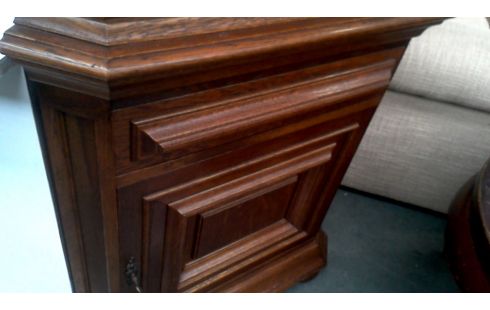 HOEKKAST 2 DEUREN 1 LADE EIK GESLEPEN GLAS