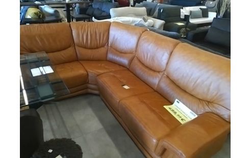 CANAPE D'ANGLE CUIR COULEUR CAMEL