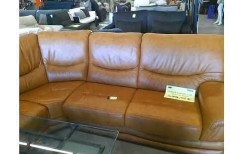 CANAPE D'ANGLE CUIR COULEUR CAMEL