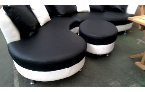 ECKSOFA DESIGN SCHWARZ WEISS KUNSTLEDER