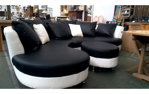 ECKSOFA DESIGN SCHWARZ WEISS KUNSTLEDER