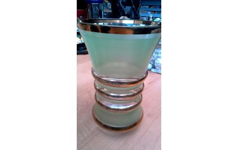 JARRÓN ART DECO VERDE HIELO OR