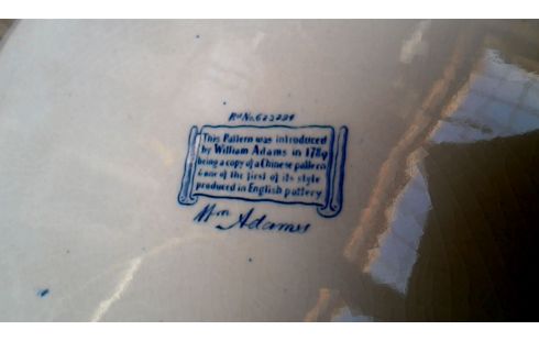 ASSIETTE ADAMS BLANCHE BLEUE