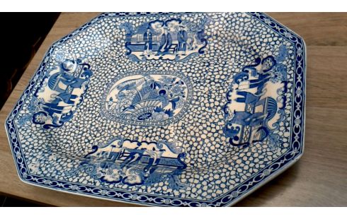 ASSIETTE ADAMS BLANCHE BLEUE