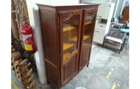 ARMOIRE 2 PORTES VITRÉE JAUNE