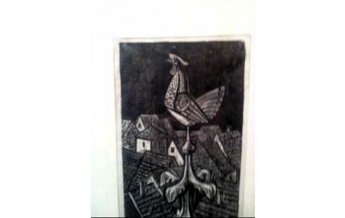 LINOLSCHNITT I.R. <WETTERHAHN> L.R.