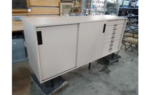 ENFILADE BOIS 2 PORTES COULISSANTES 8 TIROIRS ARCHITECTURE