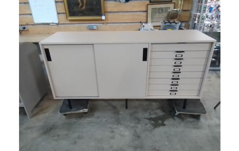 ENFILADE BOIS 2 PORTES COULISSANTES 8 TIROIRS ARCHITECTURE