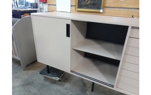 ENFILADE BOIS 2 PORTES COULISSANTES 8 TIROIRS ARCHITECTURE