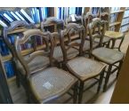 LOT DE 7 CHAISES BOIS CANNEE