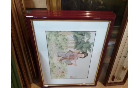 TABLEAU JAPONAIS CADRE ROUGE