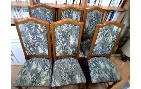 CHAISE RUSTIQUES TISSUS BOIS LOT DE 6