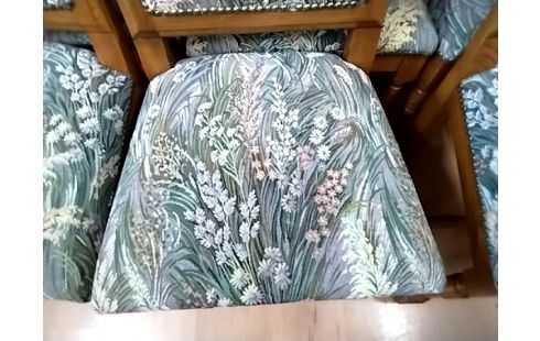 CHAISE RUSTIQUES TISSUS BOIS LOT DE 6