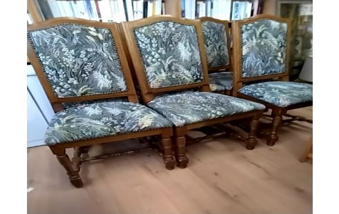 CHAISE RUSTIQUES TISSUS BOIS LOT DE 6