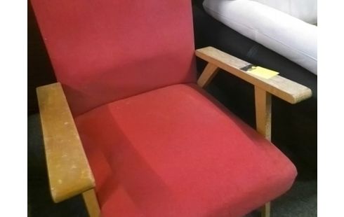 FAUTEUIL BOIS ET ROUGE
