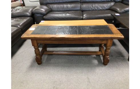 TABLE BASSE CHENE CARRELAGE NOIR