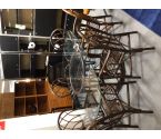 TABLE VERRE PIED ROTIN + 6 CHAISES
