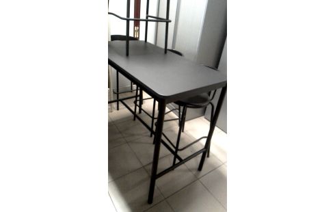 MESA, , 4 SILLAS ALTO NEGRO IKEA