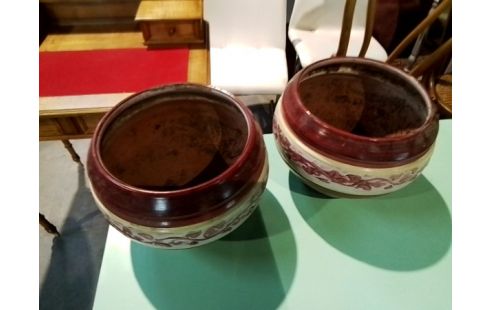 POT DE FLEURS BORDEAUX ET BEIGE