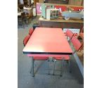 TABLE FORMICA ROUGE + 4 CHAISES