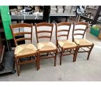 4 CHAISES BOIS VERNIS PAILLE