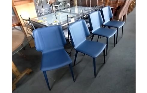 4 CHAISES MODERNE BLEUES PIEDS ABIMES