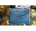 SAC A MAIN BANDOULIERE CUIR HEYRAUD BLEU
