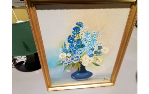 TABLEAU BOUQUET DE FLEURS CADRE DOREE