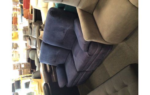 CANAPE 2 PLACES TISSU BLEU