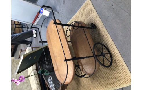 DESSERTE A ROULETTES CHENE FER FORGE