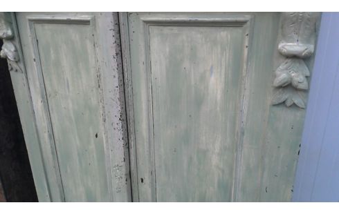 CAISSON ANTIQUE VERTE 2 PORTES 1 TIROIR