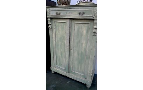 CAISSON ANTIQUE VERTE 2 PORTES 1 TIROIR