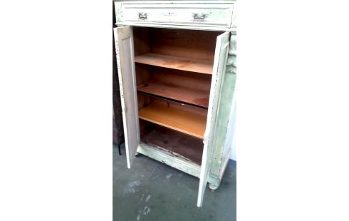 CAISSON ANTIQUE VERTE 2 PORTES 1 TIROIR
