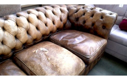 FAUTEUIL 3 PLACES CHESTERFIELD BRUN CUIR